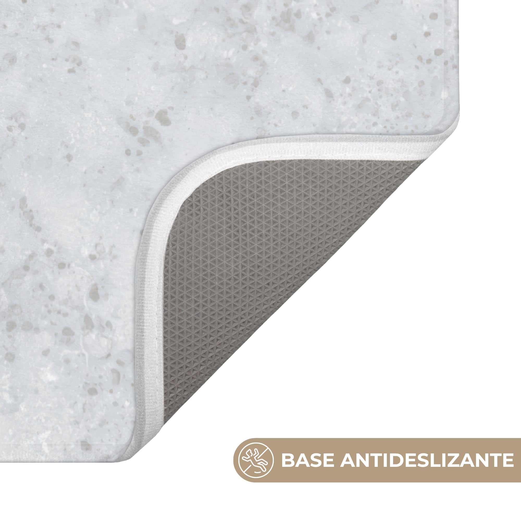 Alfombra De Baño Rectangular 60x90 cm Bathroom Bath Mat Lavable Tapete Antideslizante Alfombras Ducha Decoracion Alfombrilla Gris - Efecto terrazo - Hormigón