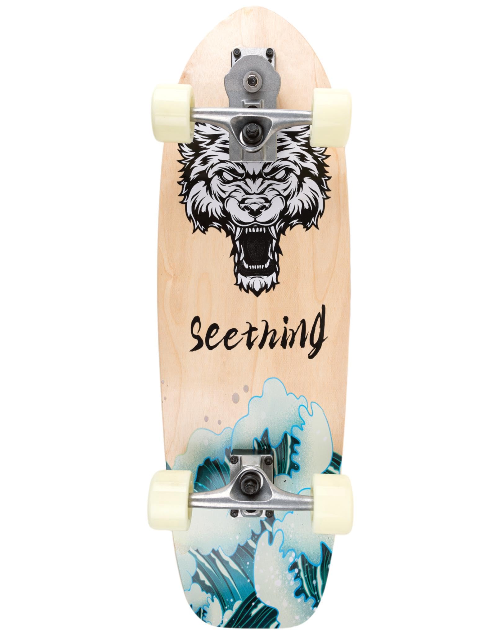 Surfskate Surf Lion SEETHING | Carving et pompage | Planche 29" x 10" | Axes S7 | Roues 65 x 43 mm 78A | ABEC-5 | Longboard Adulte, Bois d'érable