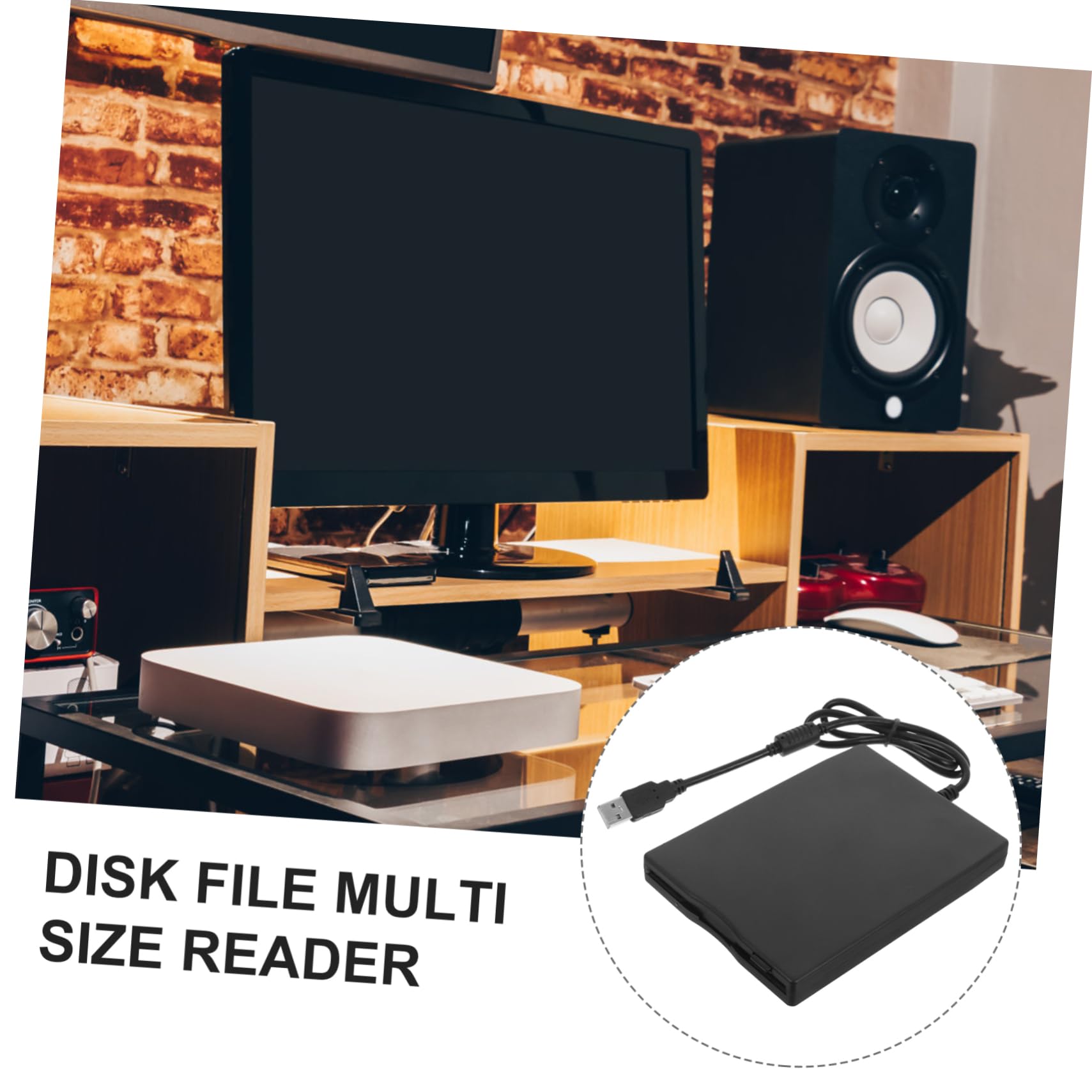 VILLCASE Lecteur de Disquettes Externe USB Noir en Abs, Portable et Plug and Play, Compatible PC et Ordinateur Portable pour Lire et Transférer Données de Disquettes 3,5 Pouces