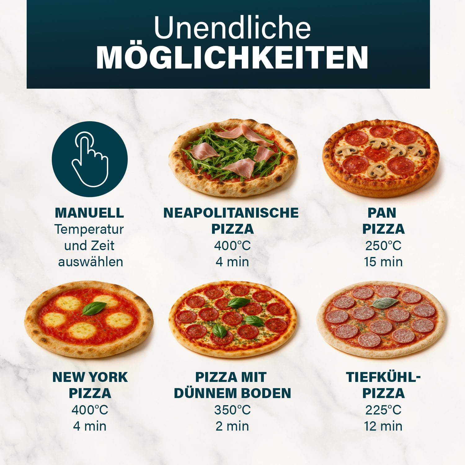 Princess Pizzaofen Pro Max, 15L, 400°C, Digitales Bedienfeld, 2100W, Pizzastein & Schaufel, Ober-/Unterhitze, Timer, Kühle Tür, Kompakt & Tragbar, Für Innen-/Außenbereich, 112780