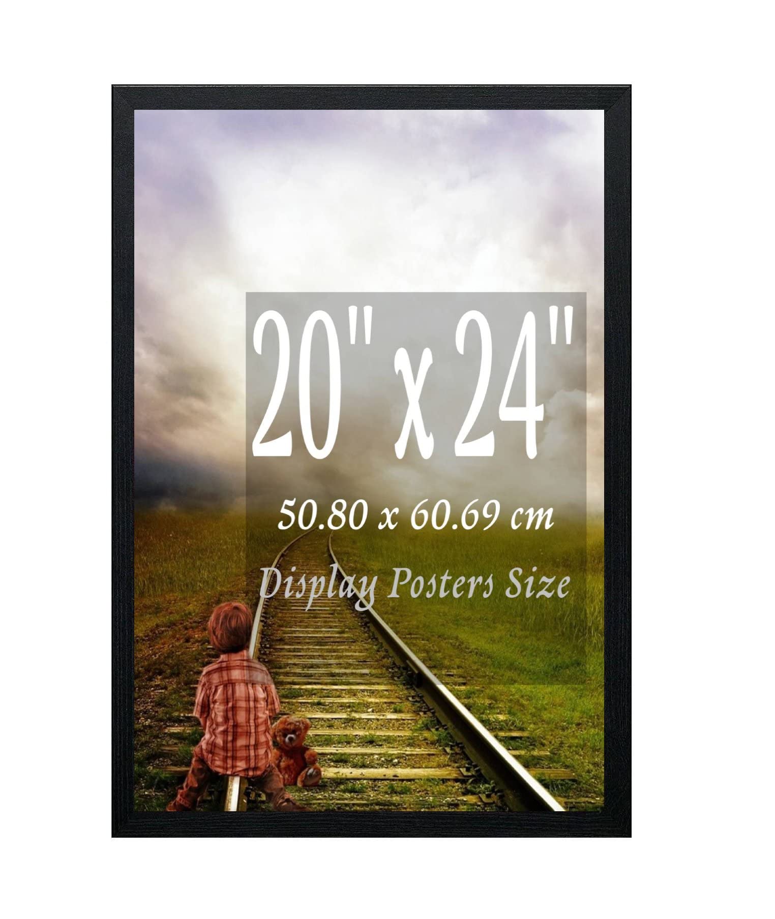 A2Z Home Solutions® Wall Floating Poster Frame 20 x 24 Inch Black Frame Display 50.8 x 60.96 cm Family Photos Prints Pictures Portraits Landscapes Wall hanger With Clear HD Perspex 30x15 MM Moulding