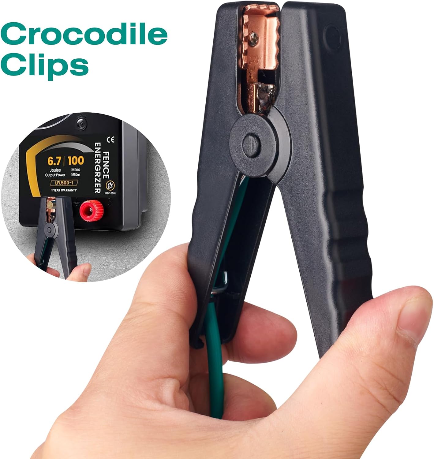 Portable Ground Rod with 4ft 12AWG UL Listed Grounding Wire with Crocodile Clip,Great for Electric Fences,Antennas,Generator (Grounding Rod with 2Pcs 4ft Wire)