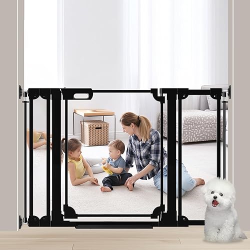 Miniatura 11 de Puerta transparente para bebé, 29.13-37.79 pulgadas de ancho, acrílico a prueba de seguridad, barrera para perros y cachorros, para escaleras,