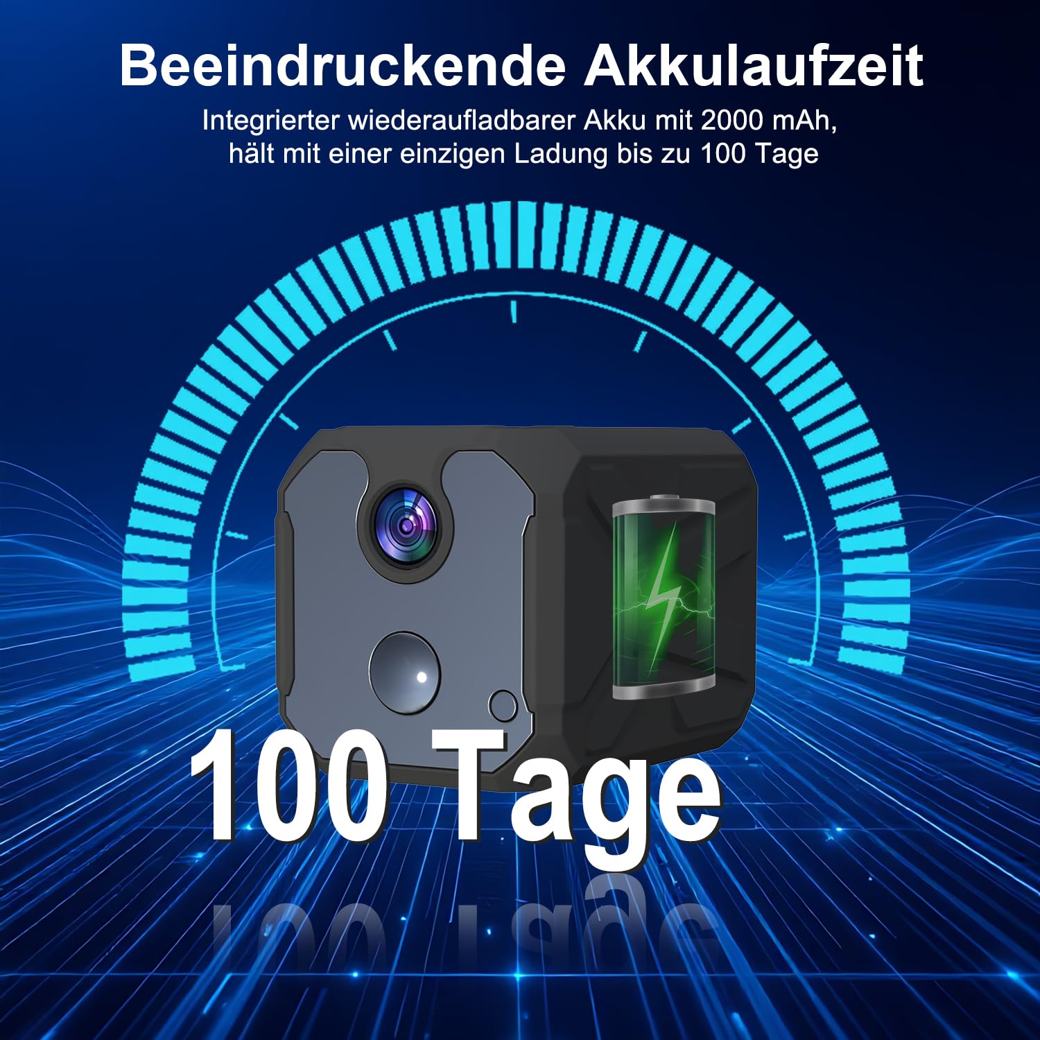 Mini Kamera 2.4 GHz WLAN Überwachungskamera Innen Akku mit Nachtsicht | Kameraüberwachung überwachung innen mit Bewegungserkennung Cloud &SD Speicher/Echtzeit-Video Kamera für Zuhause Haustier Baby