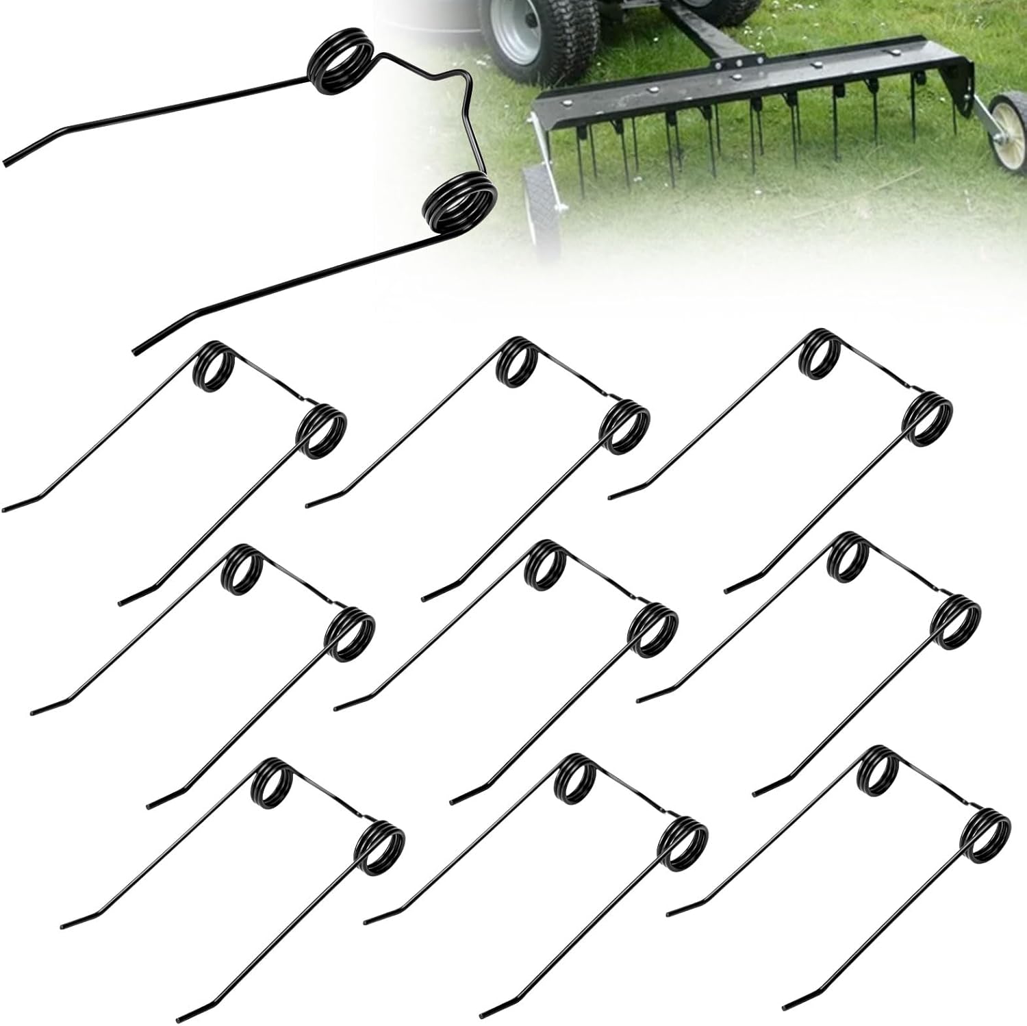 10 Pcs 46761 1/8" Dethatcher Spring Tines Compatible with Agri-Fab Universal Front-Mount Dethatcher Lawn Sweeper, Fits 45-0343 45-03431 45-03433 45-0457 Models
