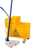 Mind Reader 5.5 Gallon Mop Bucket with Upward Press Wringer, Wheels & Handle - Ergonomic Small Mop Cleaning Bucket, Yellow