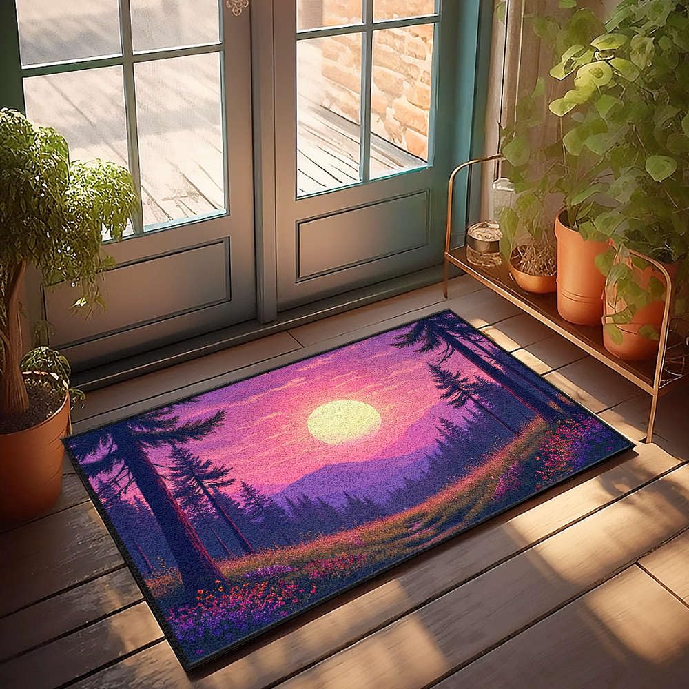 Paillasson automne coucher de soleil vibrant pour une entrée douce et poétique