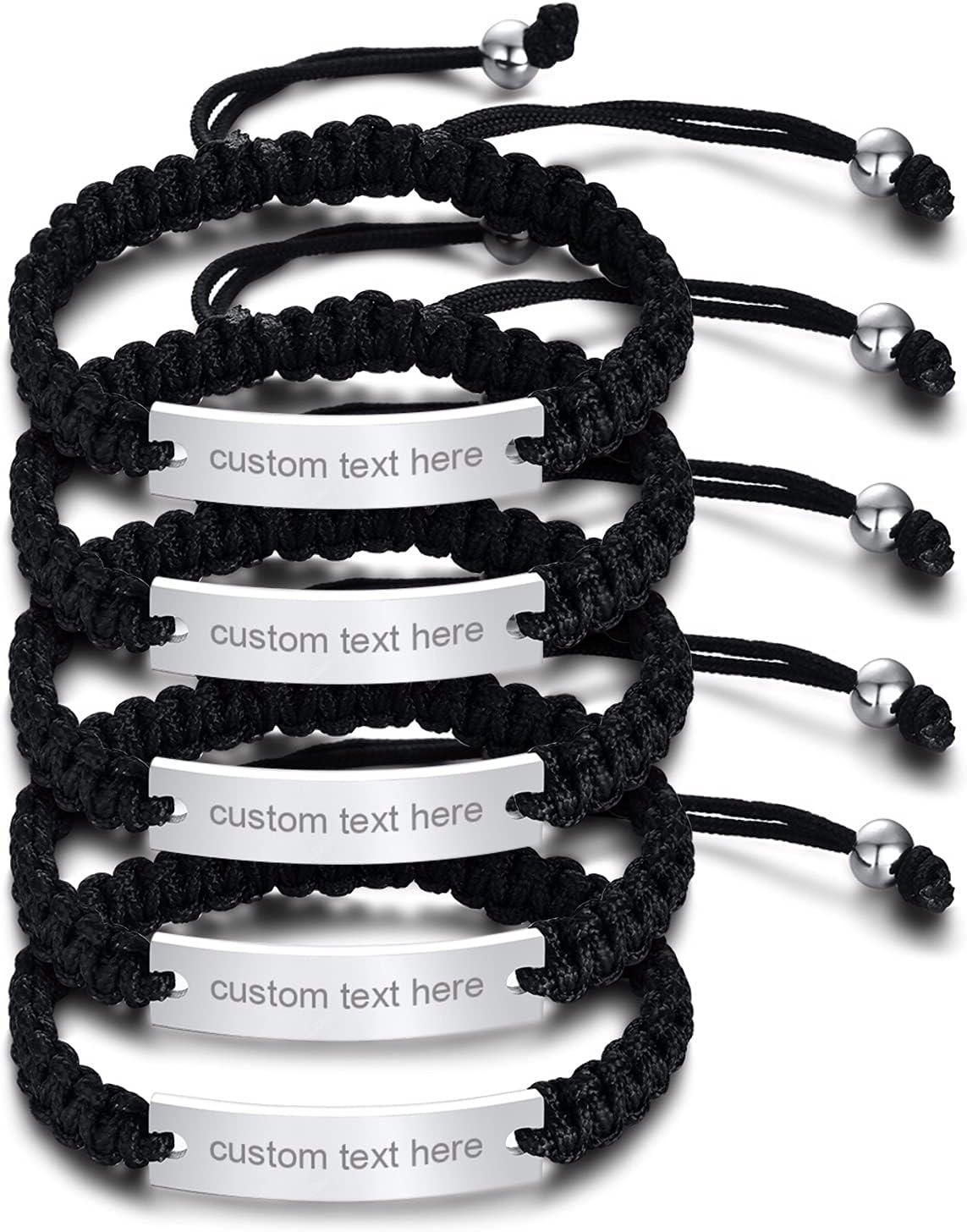 MEALGUET Personalized ID Couple Bracelets Custom Engraving Handmade Braided Rope Wrist Bangle for Men Women Friendship, Adjustable,Customized Bracelet Gift for Men Husband