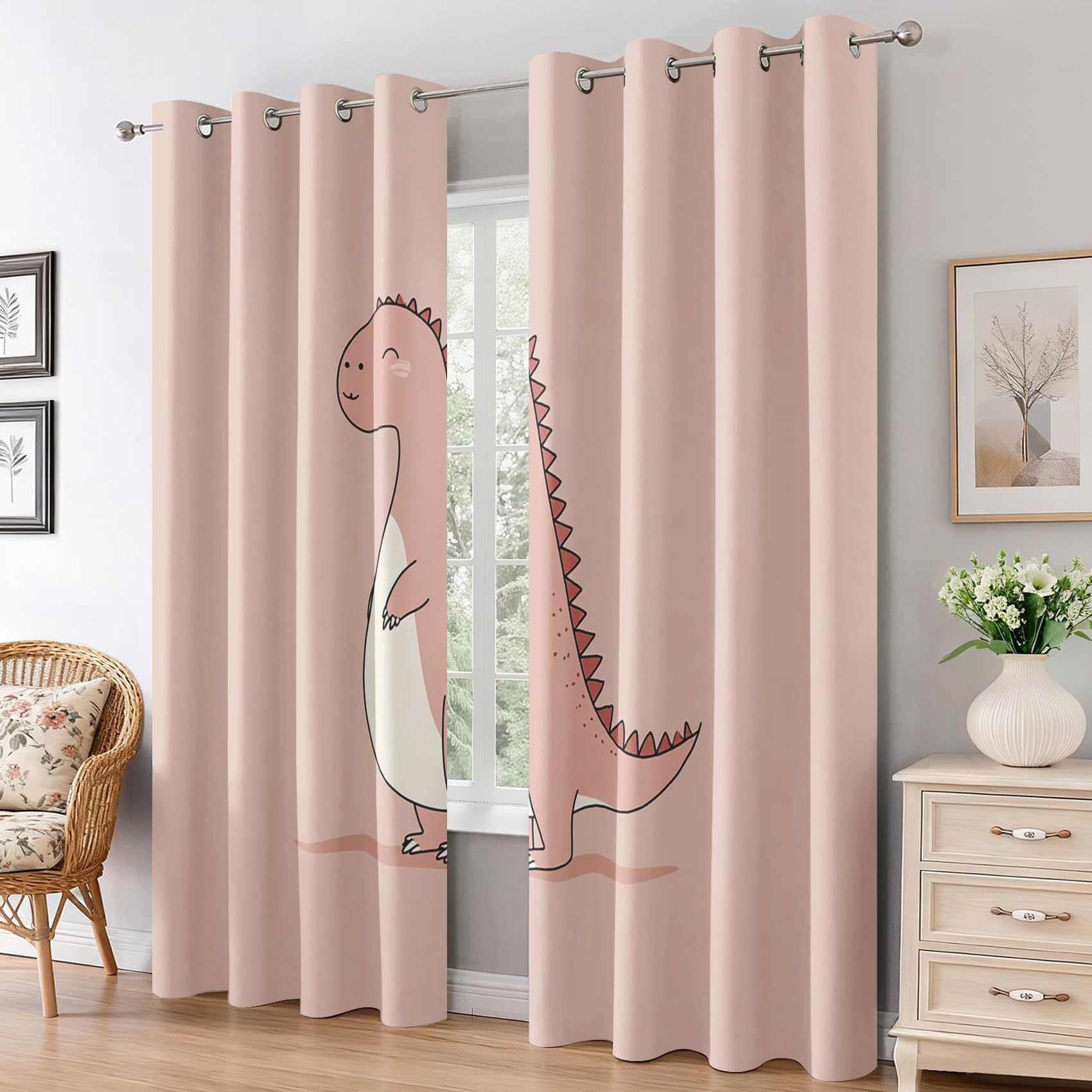 Générique Lot de 2 Rideaux Dinosaure Mignon 140x260 cm (LxH)