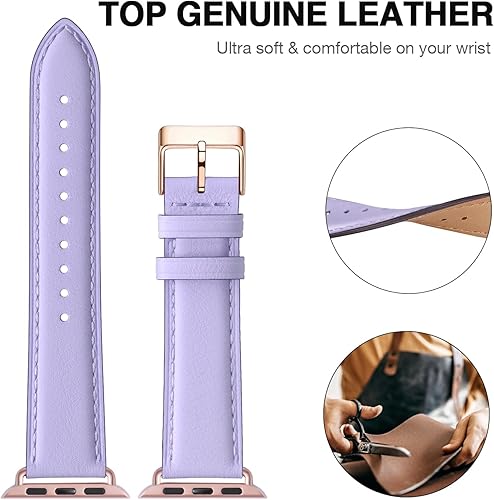 Miniatura 9 de OMIU correas compatibles con Apple Watch de 1.49, 1.57, 1.65 y 1.73pulgadas correa de repuesto de cuero auténtico compatible con Apple Watch Series