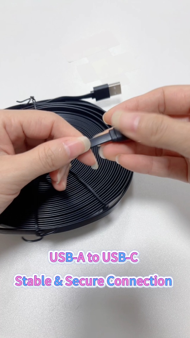 Image of 33FT USB C Extension Cable for CCTV WiFi Security Camera, Type-C Flat Charging Cord, Waterproof Power Supply Wire Compatible with Blink Mini 2 Blink Outdoor 4 Ring Indoor Cam Furbo 360,Black