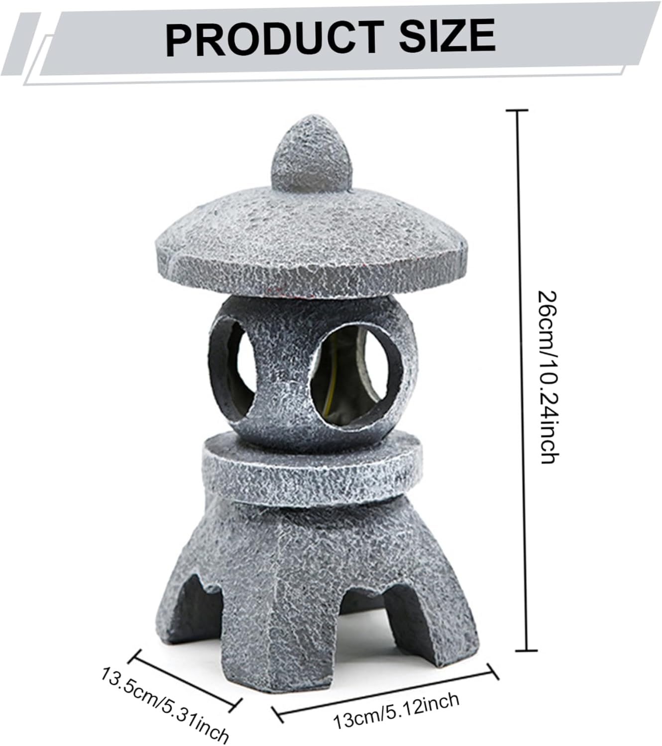Pagoda Garden Statue, Japanese Pagoda Statues, Waterproof Solar Lantern, 5.1x5.3x10.2 inch Decorative for Garden Yard Lawn Balcony, Patio, Porch
