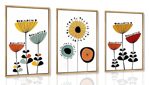 YCXDMJ 3pcs Abstract Boho Floral Wall Art Vibrant Canvas Posters