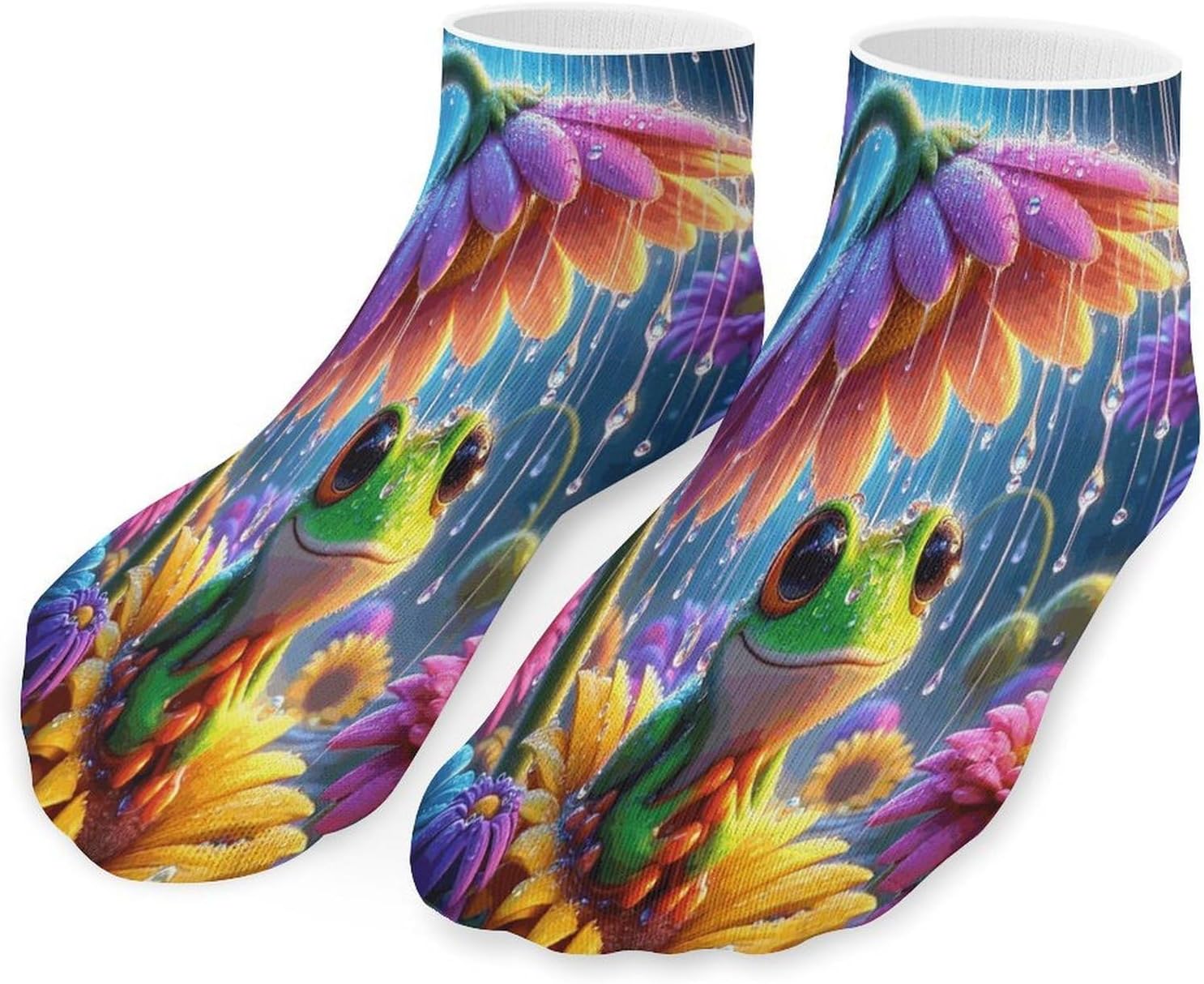 Little Frog on The Flower 5Pairs Low Cut Ankle Socks for Women No Show Casual Breathable Athletic Socks for Sport
