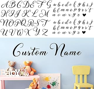 Custom Name Wall Stickers Personalized Name Vinyl Decals for Baby Kids Room Wall Decor Custom Names Sign for Backdrop DIY Alphabet ABC Sticker for Nursery Toddler Bedroom Playroom Home Decorations