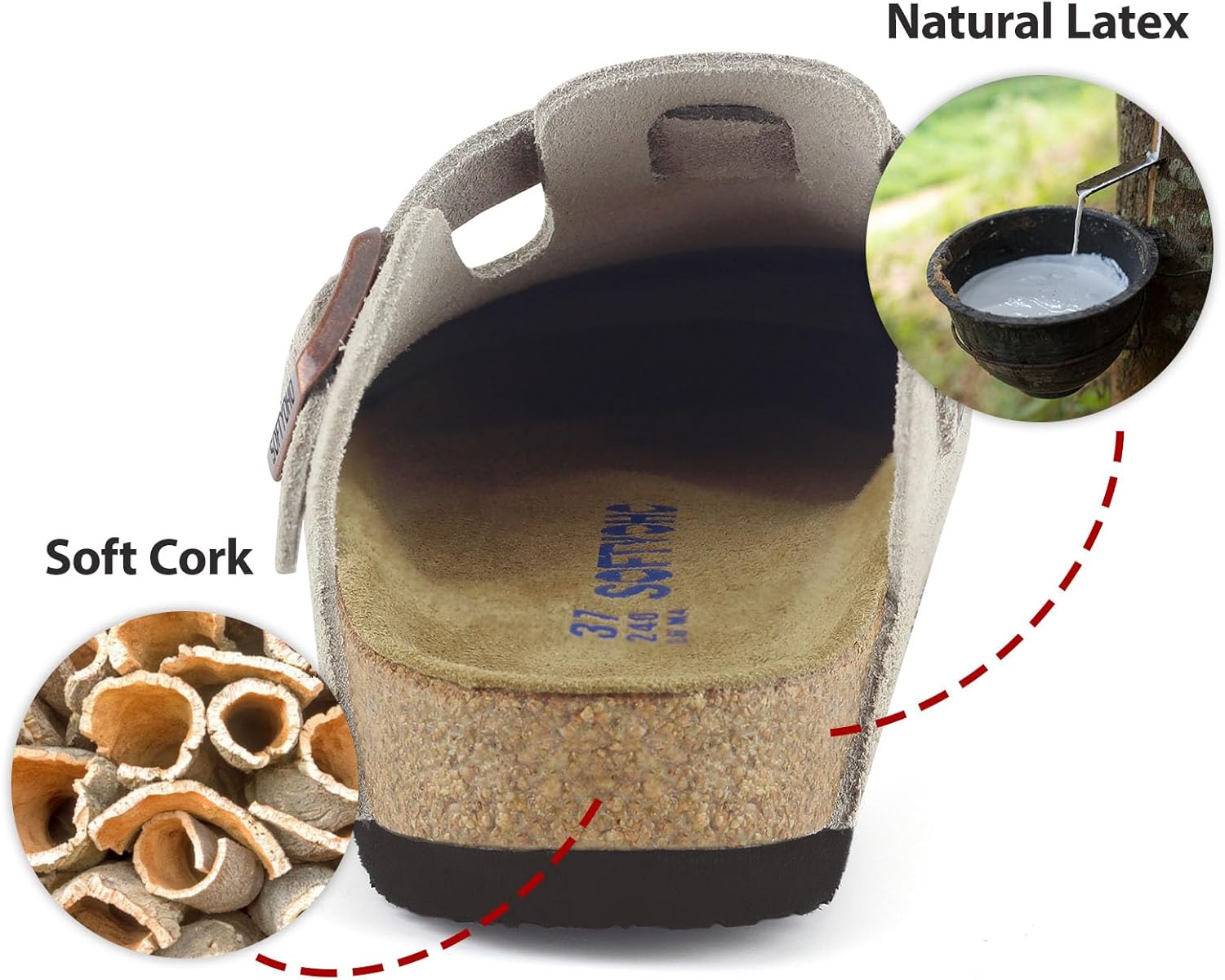 SOFTYOHO Clogs for Women Men, Mules with Arch Support and Adjustable Buckle, Suede Leather Cork Footbed Potato Shoes
