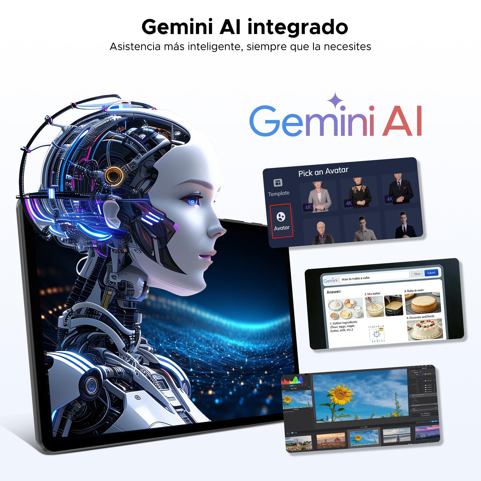 POPUX P10 Tablets Android, Tablet 10 Pulgadas, Tablet Android 16 con Gemini AI, 48GB RAM+128GB ROM, T310 CPU, 7000mAh, 8MP+5MP, 90Hz, Widevine L1, Bluetooth 5.0, Tablet con Teclado, Azul — view 5