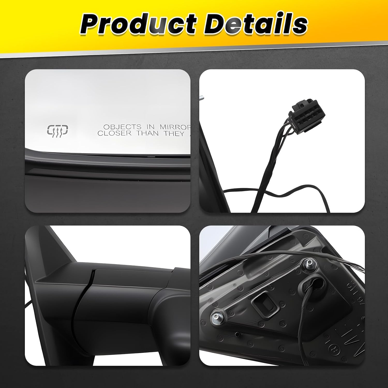 Right Passenger Side Mirror Assembly Compatible with R-am 1500 2500 2013-2018 Heated & Power CH1321354 68147862AQ (Black 5Pins) (Right)