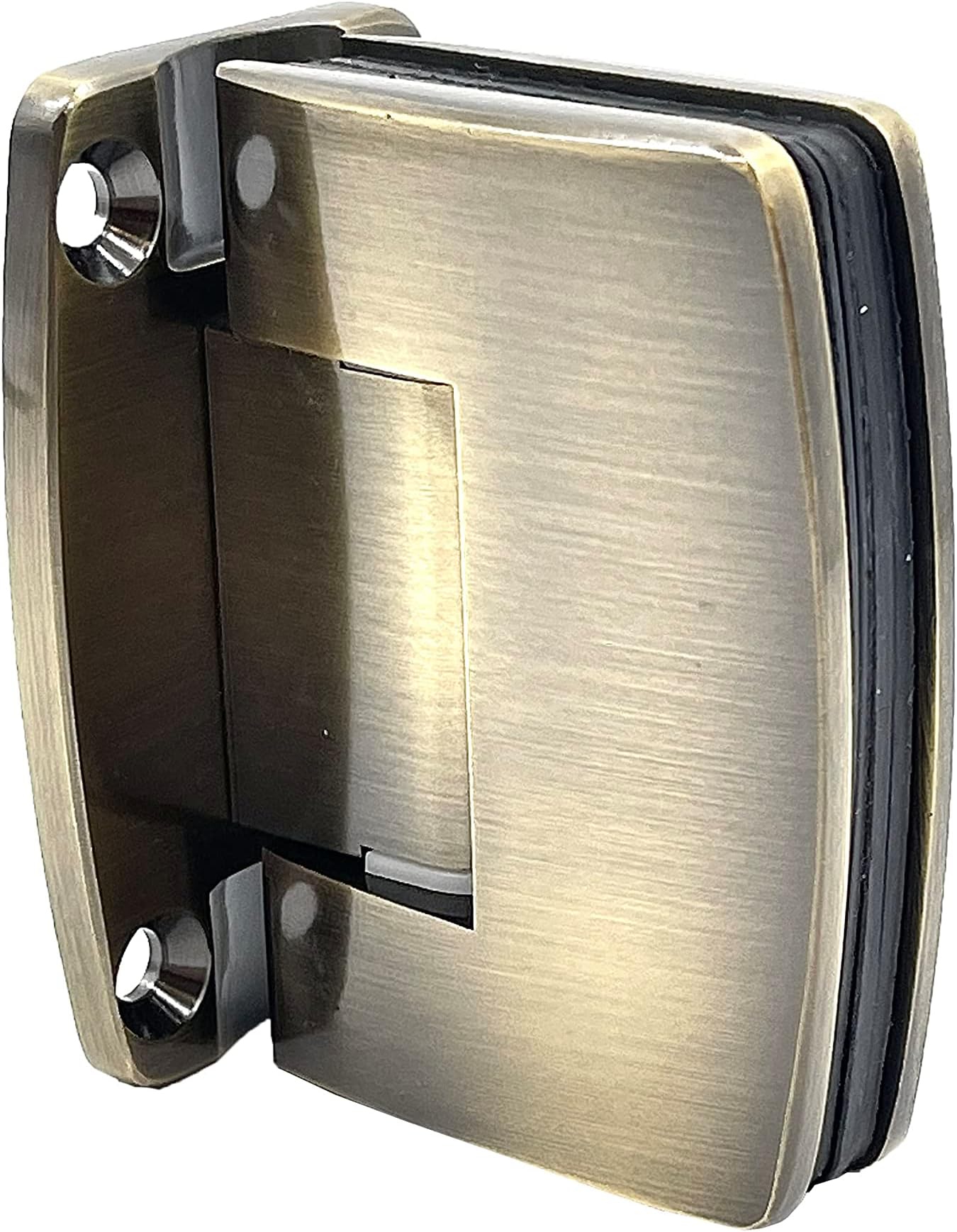 Brixwell H-R14GTW-FP-AB Radial Series Glass to Wall Mount Shower Door Hinge with Full Back Plate Antique Brass