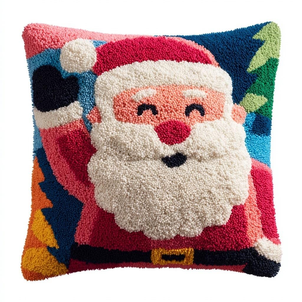 Henypt Latch Hook Cushion Kits 17X17inch, Santa Claus