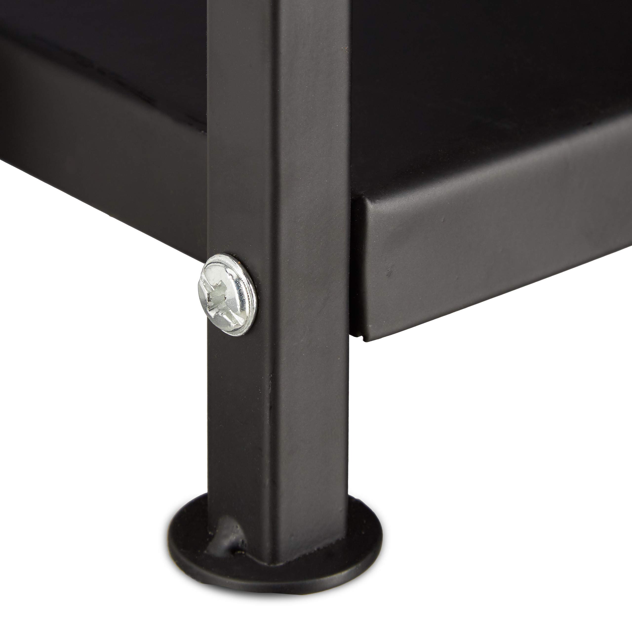 Relaxdays Etagère de Cheminée Rangement bûches Bois Acier Panier Bois Porte-bûches HxlxP: 111x34x34 cm, Noir
