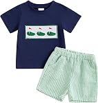 Toddler Baby Boy Golf Outfit Shorts Set Summer Clothes Cart Print Short Sleeve Lapel Neck Shirts Top Gentleman Suits