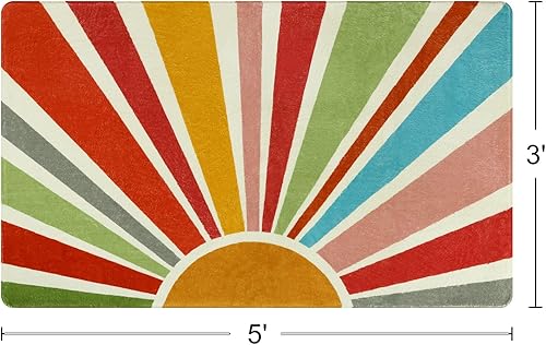 Miniatura 2 de STARUIA Alfombra redonda grande de 6 pies, alfombra redonda bohemia para sala de juegos, alfombra lavable para habitación de niños, antideslizante,