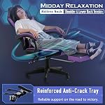 JKOOK Gaming Chair with Footrest, Multifunctional Desk Chair with Linkage Armrest, PU Leather, Video Game Computer Chairs with Lumbar Support, Study,Game,Office,JK08 (Black and Purple)