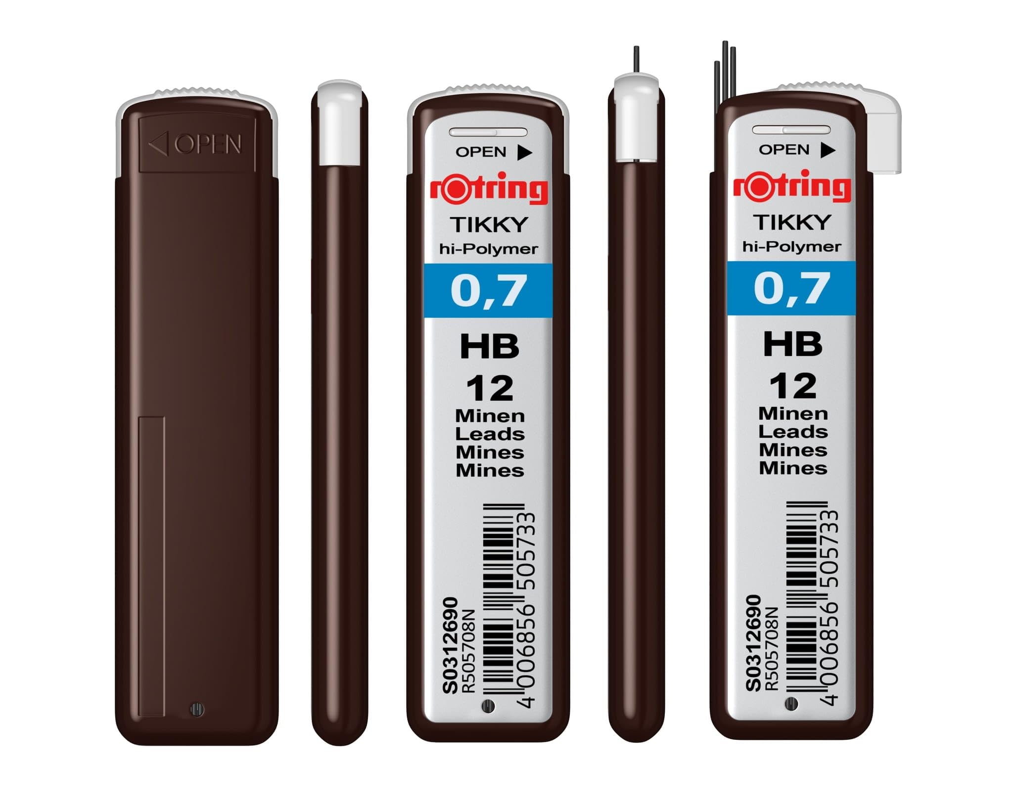 rOtring 800+ Druckbleistifte-Set, 0,5 mm und 0,7 mm Stylus Hybrid, Twist-to-Retract, schwarzer Metallschaft, inkl. HB Tikky Minen und Radiergummi B20, Präzisions-Zeichen- und Touchscreen-Werkzeug