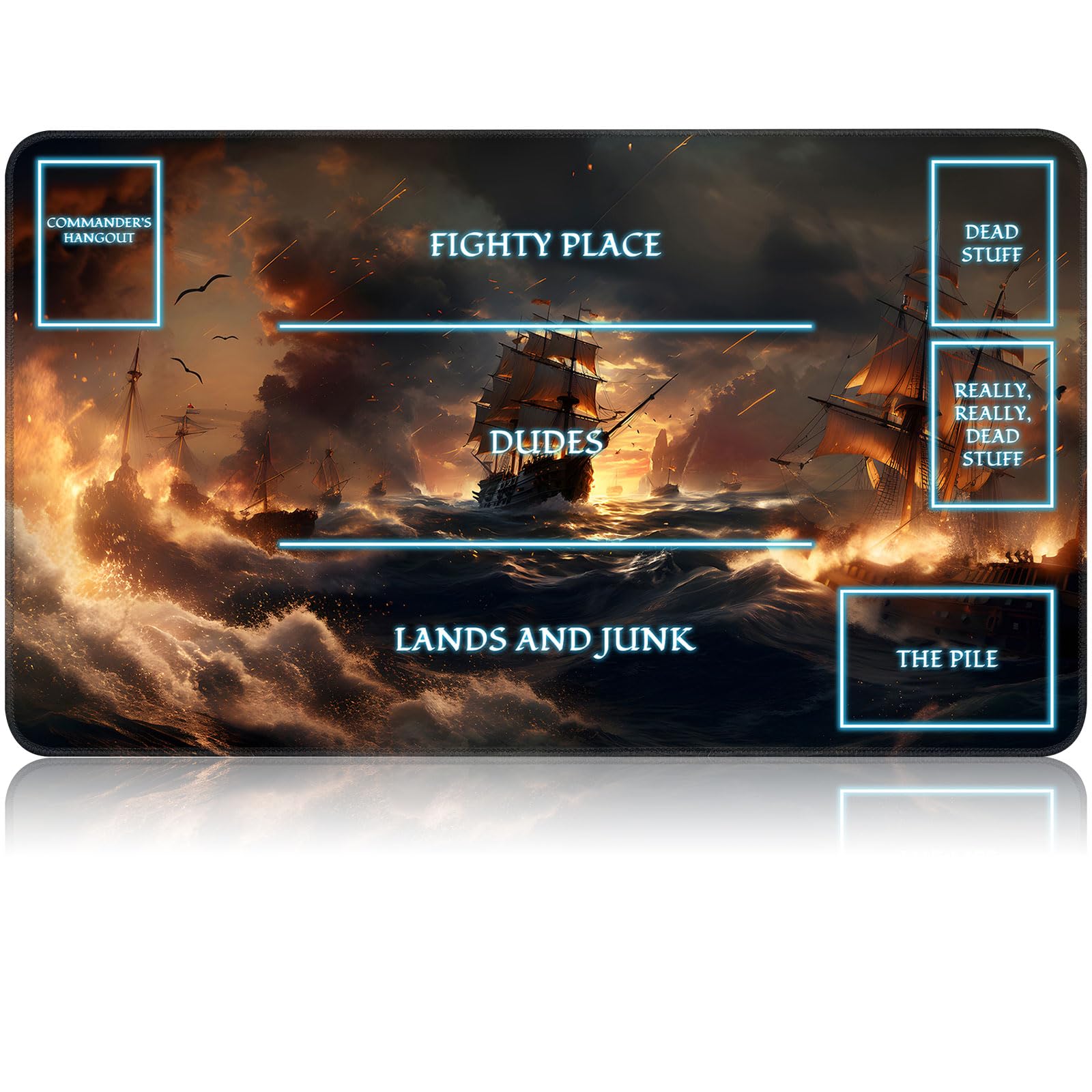 for MTG Game Playmat, for Magic TCG Rubber Play mat,Tabletop Card Playmats with Smooth Surface,Trading Card Inked Game Mat with White Zones,Battle Game,Pirate Ship