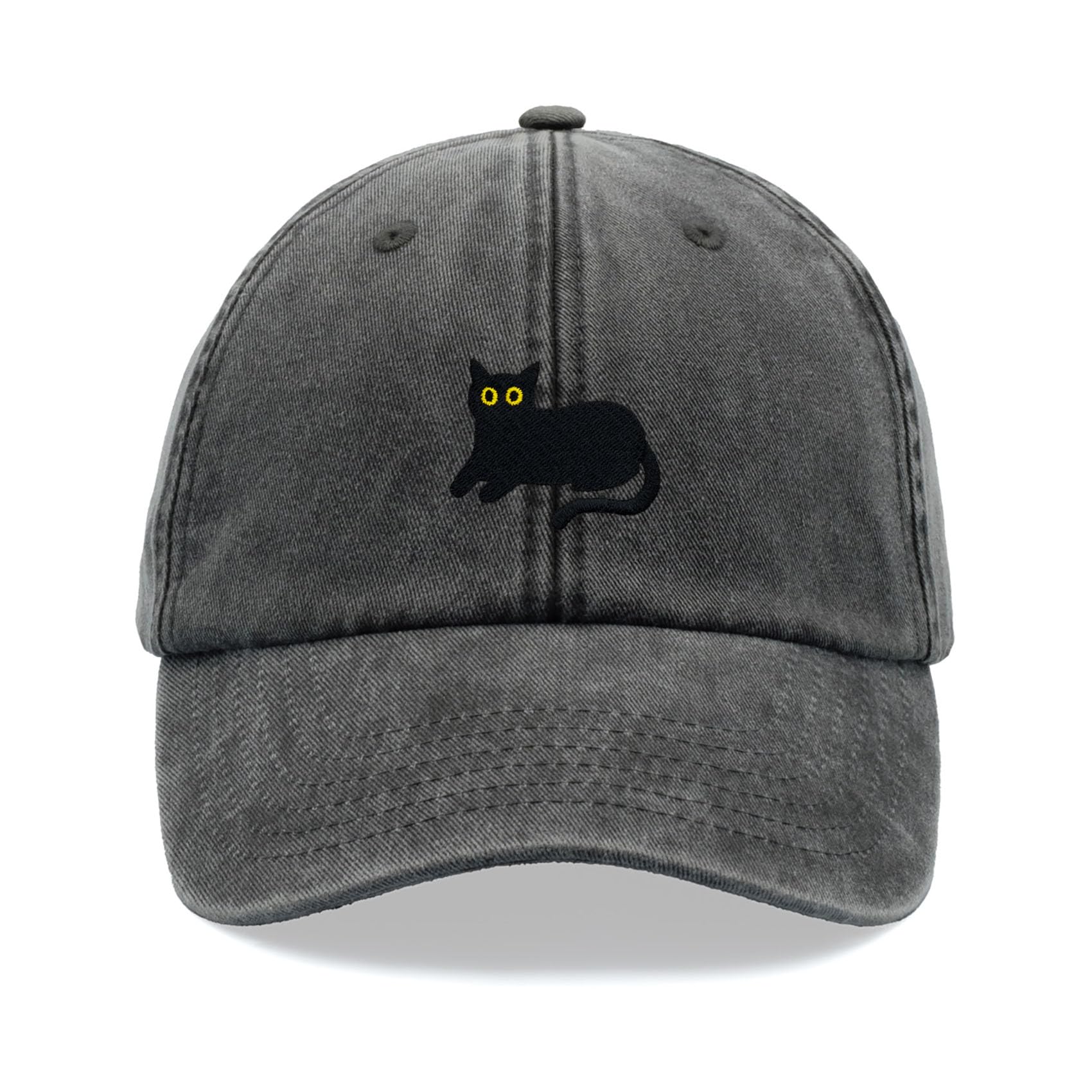 Black Cat Lying Down Baseball Cap Vintage Washed Unisex Dad Hat Adjustable Black