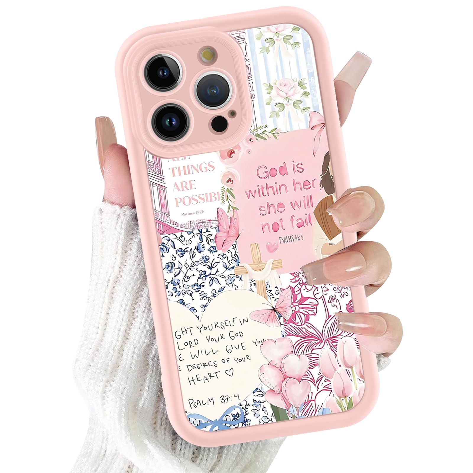 Idée cadeau femme : coque chrétienne iPhone 12 Pro Max fleurs et verset - 8