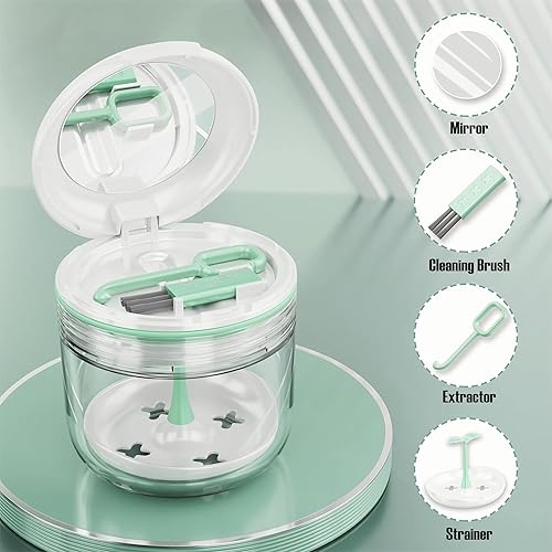 Miniatura 3 de MURRI&MURRDI Estuche de retenedor, caja de baño para dentaduras postizas con cesta de colador, funda protectora bucal, taza limpiadora de frenos,