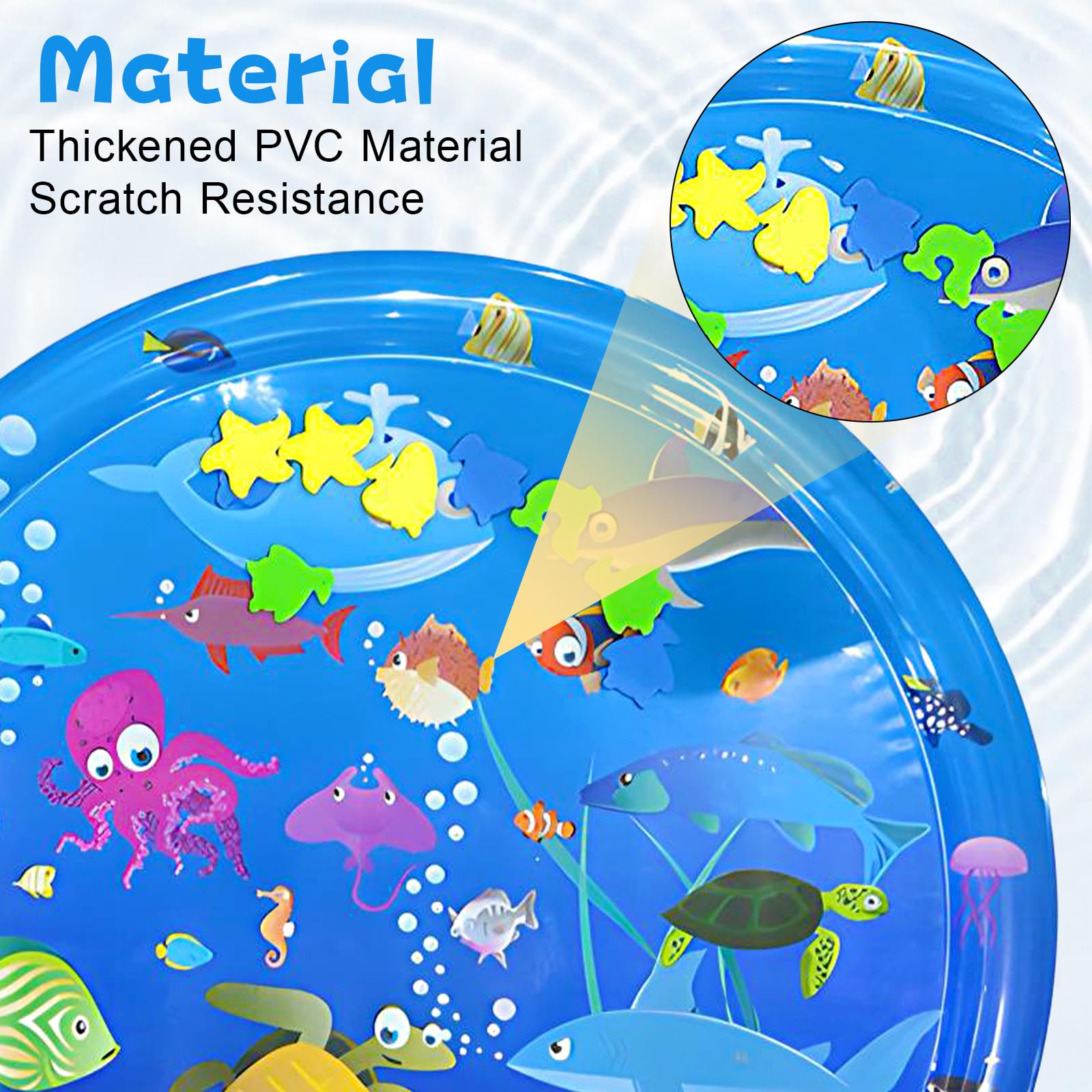 Kenmohuo Thickened Cat Water Mat, 100 * 100cm WaterBed for Cats Tummy Time CatMat with Fish - Image 4