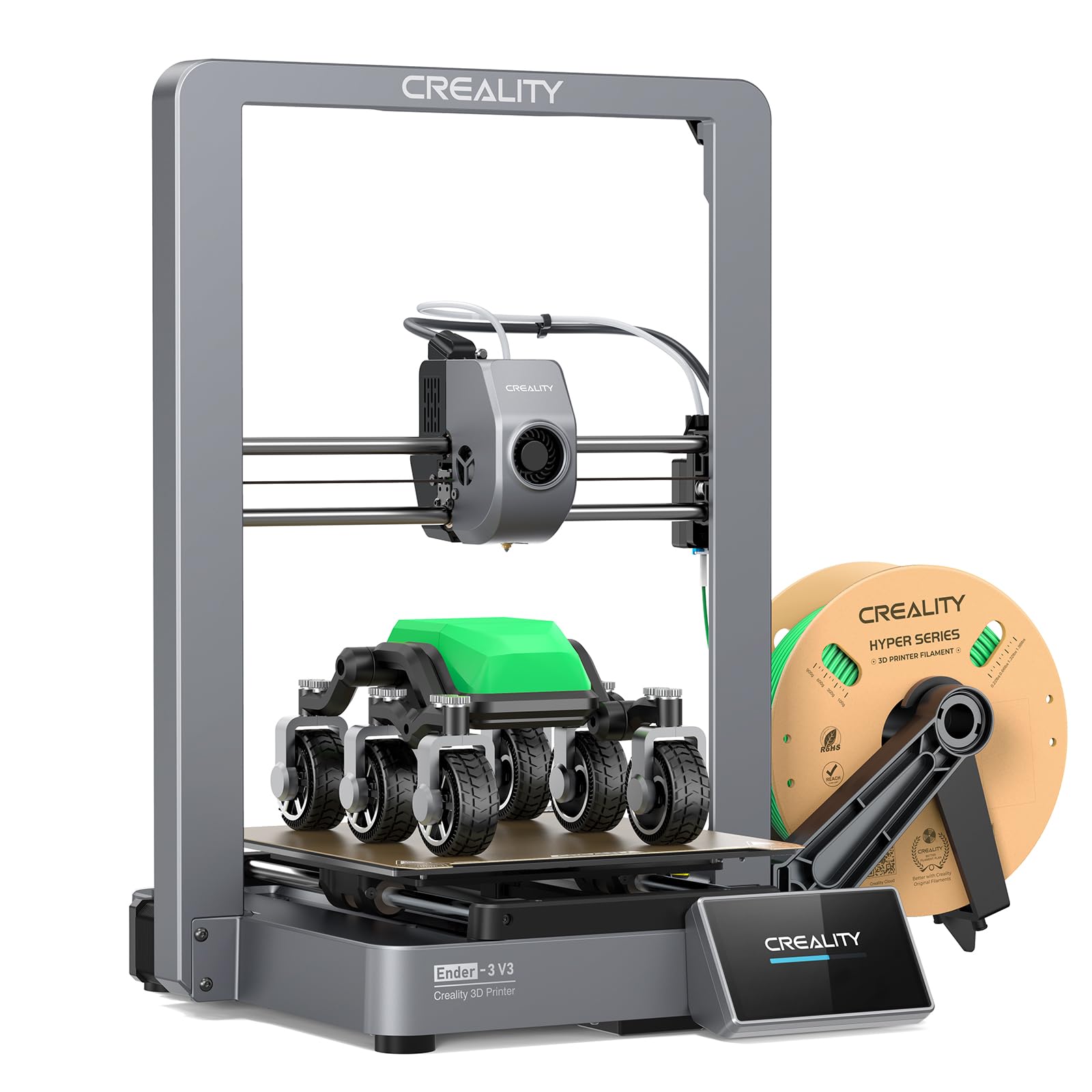 Creality Impresora 3D Ender-3 V3, Velocidad de impresión de 600 mm/s, impresión rápida CoreXZ FDM Impresiones 3D, nivelación automática, extrusora Directa de Doble Marcha, Boquilla Tri-Metal