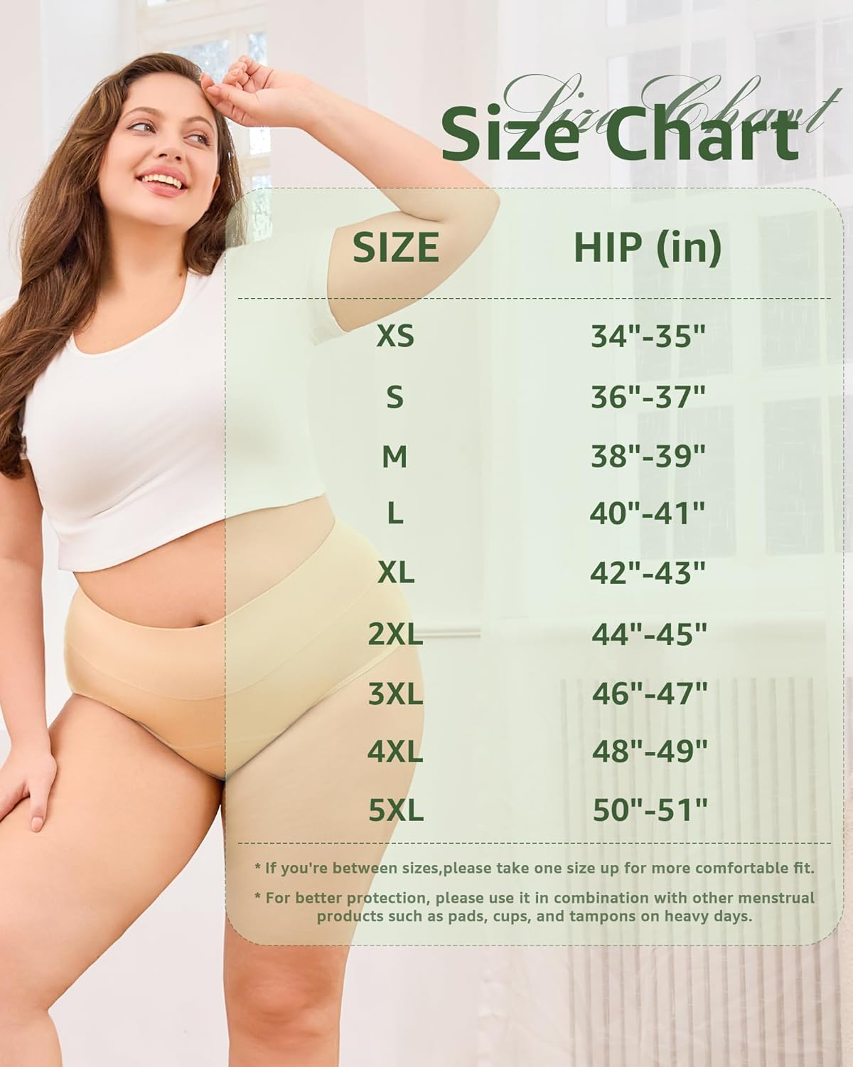 POPKOK Period Underwear for Women High Waisted Postpartum Menstrual Pantie Leakproof Cotton Briefs 3 Pack Regular & Plus Size - Image 5