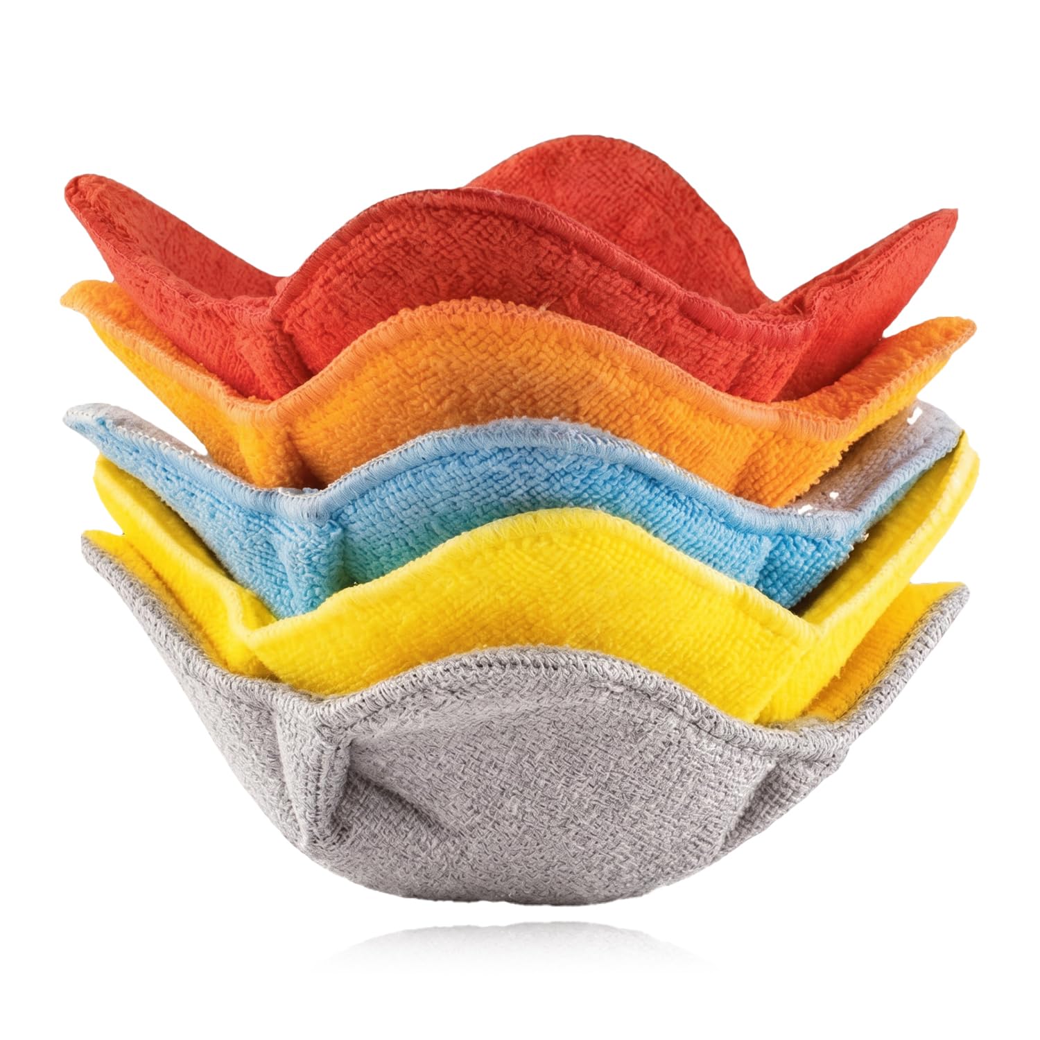 Lotsdonxia Set of 5 Cotton Microwave Bowl Cosies, Heat Resistant Insulated Plate Holders for Hot Food, Machine Washable Kitchen Accessories in Vibrant Colours