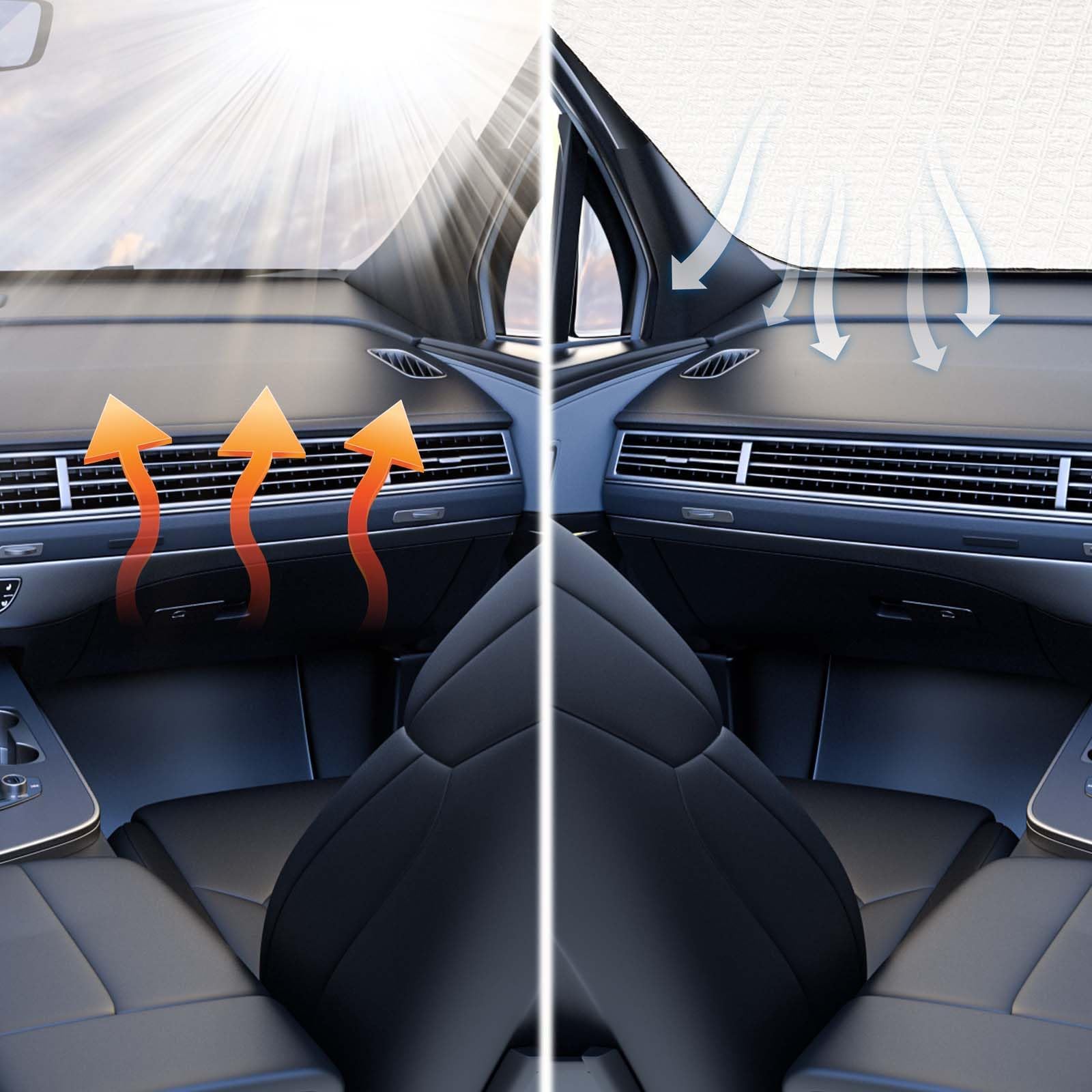 ProtProtezione Copri Parabrezza Auto,147 * 95cm Copri Parabrezza Antigelo Auto Inverno,Parasole Auto Parabrezza,Protezione Solare,Protezione dal Gelo,Copertura del Parabrezza Anteriore,
