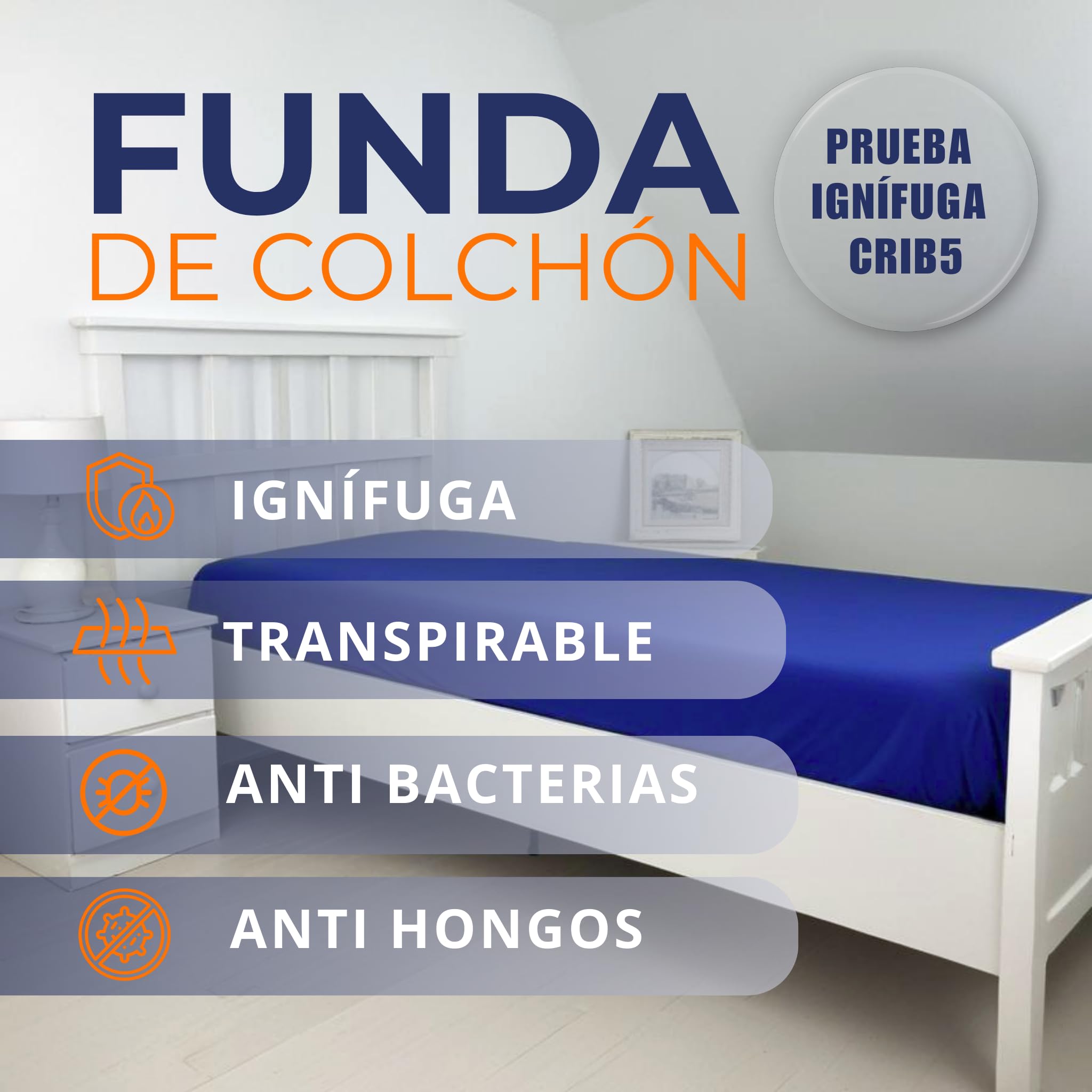 Coprimaterasso sanitario 90 x 190 x 15 cm, rivestimento impermeabile, traspirante e ignifugo, protezione per letto facile da pulire, cerniera con patta di protezione (90 x 190 x 15)