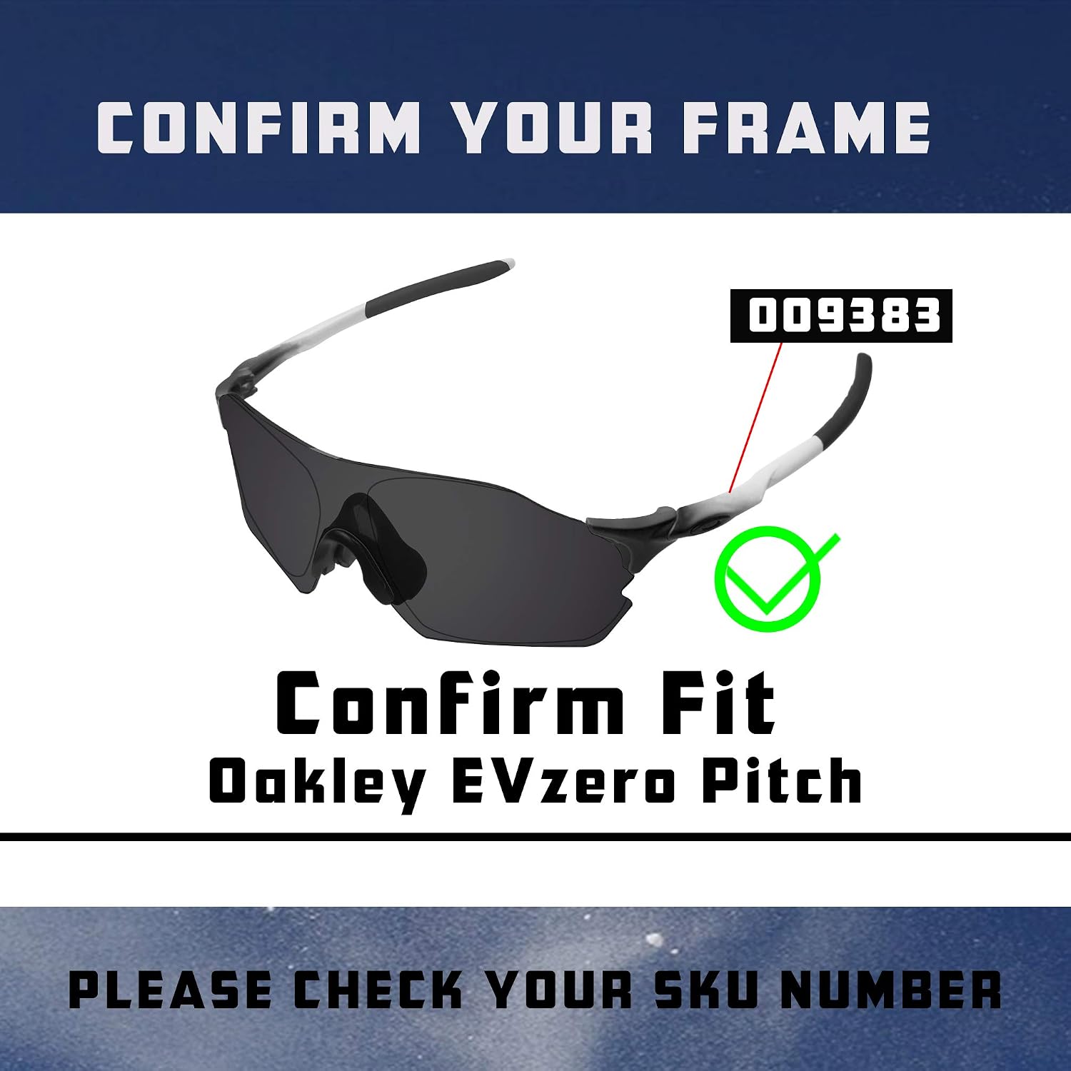 EV Zero Pitch Lenses & Rubber Kits Replacement for Oakley Polarized OO9383 Sunglass