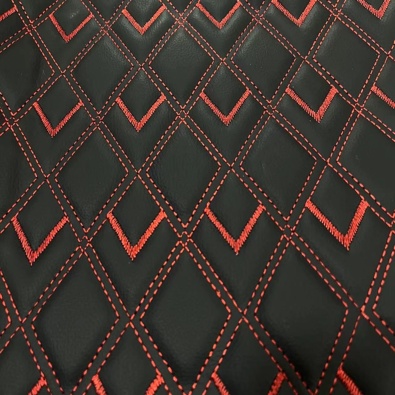 Vinyl Quilted Foam Fabric Multi Pattern Thread Faux Leather Material DIY Upholstery Furniture Headboards Automotive Interior Fabric, 39x61 inch (Black Red-Arrow)