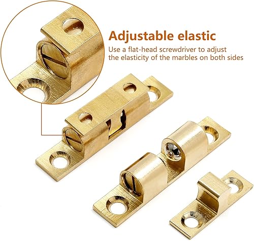 Miniatura 4 de 10 unidades de cierre de latón macizo para puerta de gabinete, pestillo de tensión de doble bola, pestillo de retención de rodillo de bola de