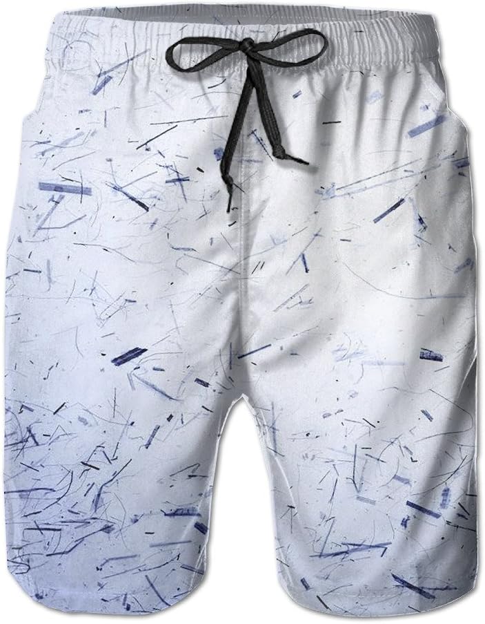 LIVEFAY Simple Fashion Printing Men's Beach Shorts Elastic Waist Boardshorts Swim Trunk L