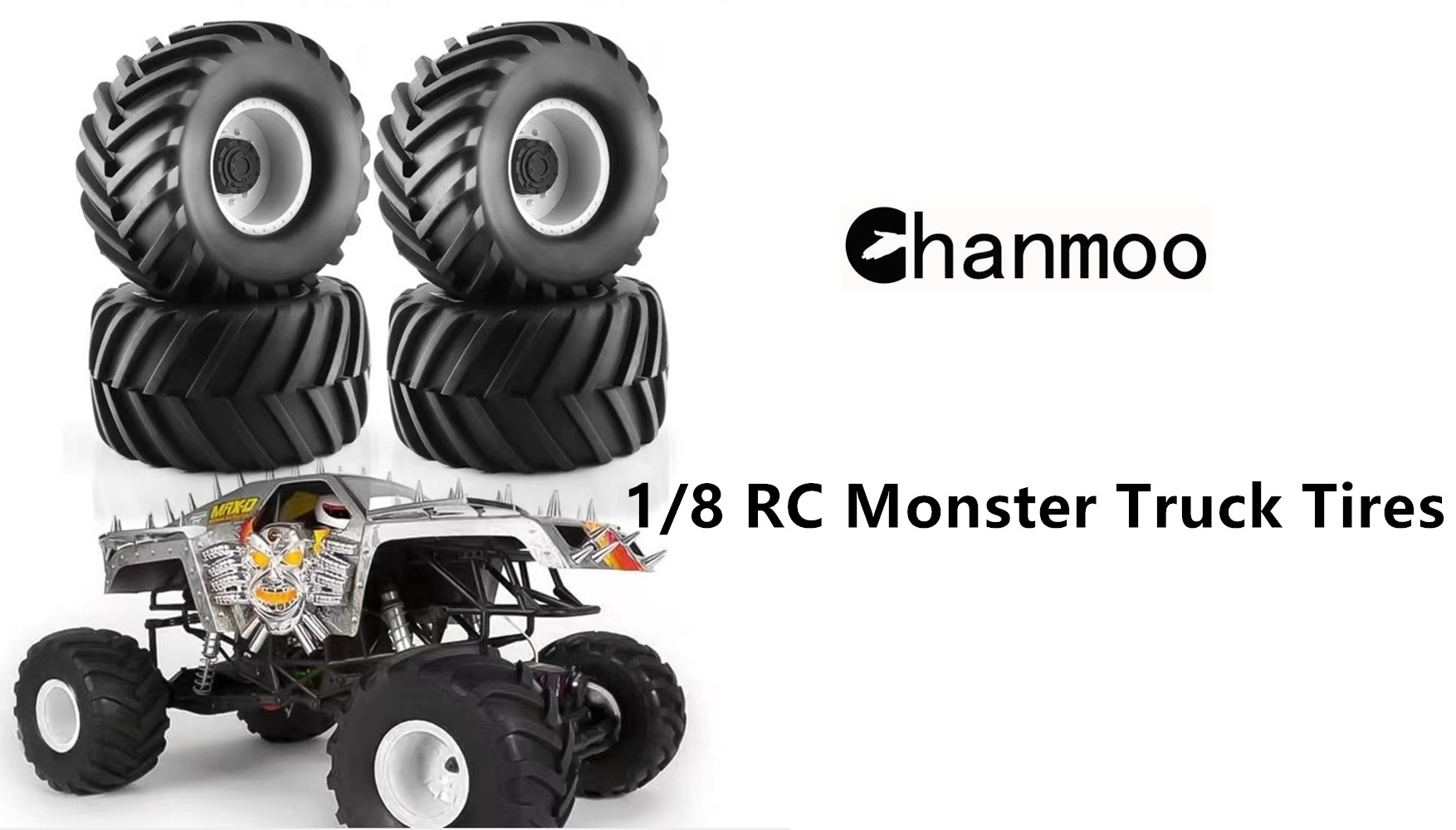 Amazon.com: Chanmoo 1/8 RC Monster Truck Tires and 17mm Hex Wheels