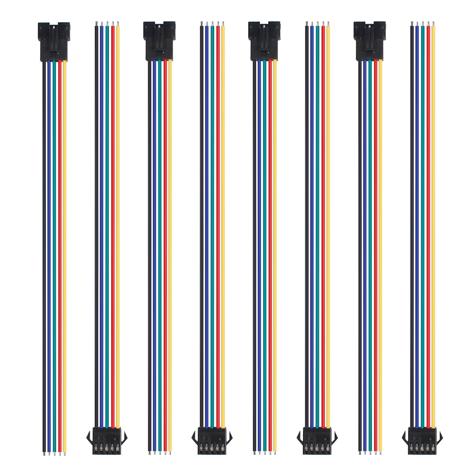 10Pairs JST SM 5Pins Connector Plug Male/Female 20cm 22AWG Wires Cable Connector for 5050 RGBW RGBWW LED Strip Light
