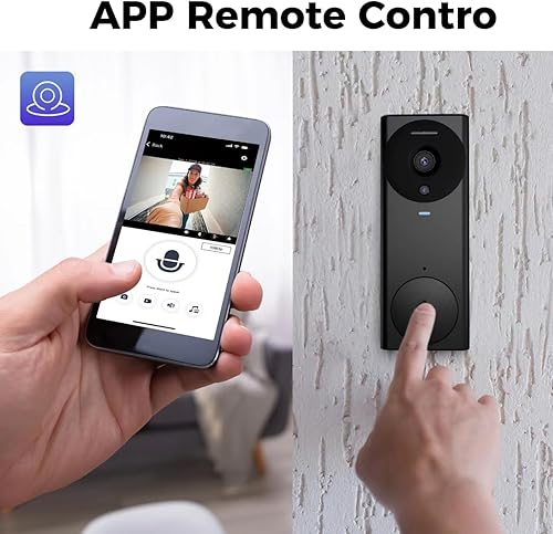 Miniatura 4 de Timbre de puerta inteligente con cámara inalámbrica Ulooka Control remoto APP con visión nocturna, cámara de video recargable, almacenamiento en la