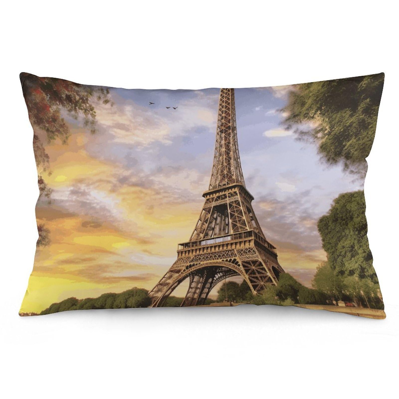 2 Pack Pillow Cases for Hair and Skin, Soft Breathable Pillow Case Covers with Hidden Zipper, Eiffel Tower Paris Pillowcase 20"x30" Pillow Covers for Sleeping Gift