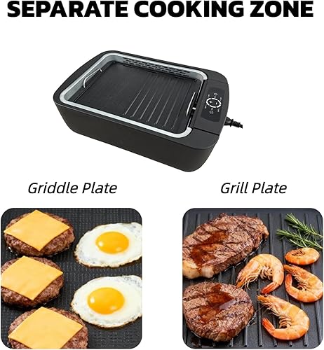Miniatura 3 de Parrilla y plancha sin humo para interiores, branquia eléctrica de 1100 W para barbacoa, dispositivo de extracción de humo, control de temperatura