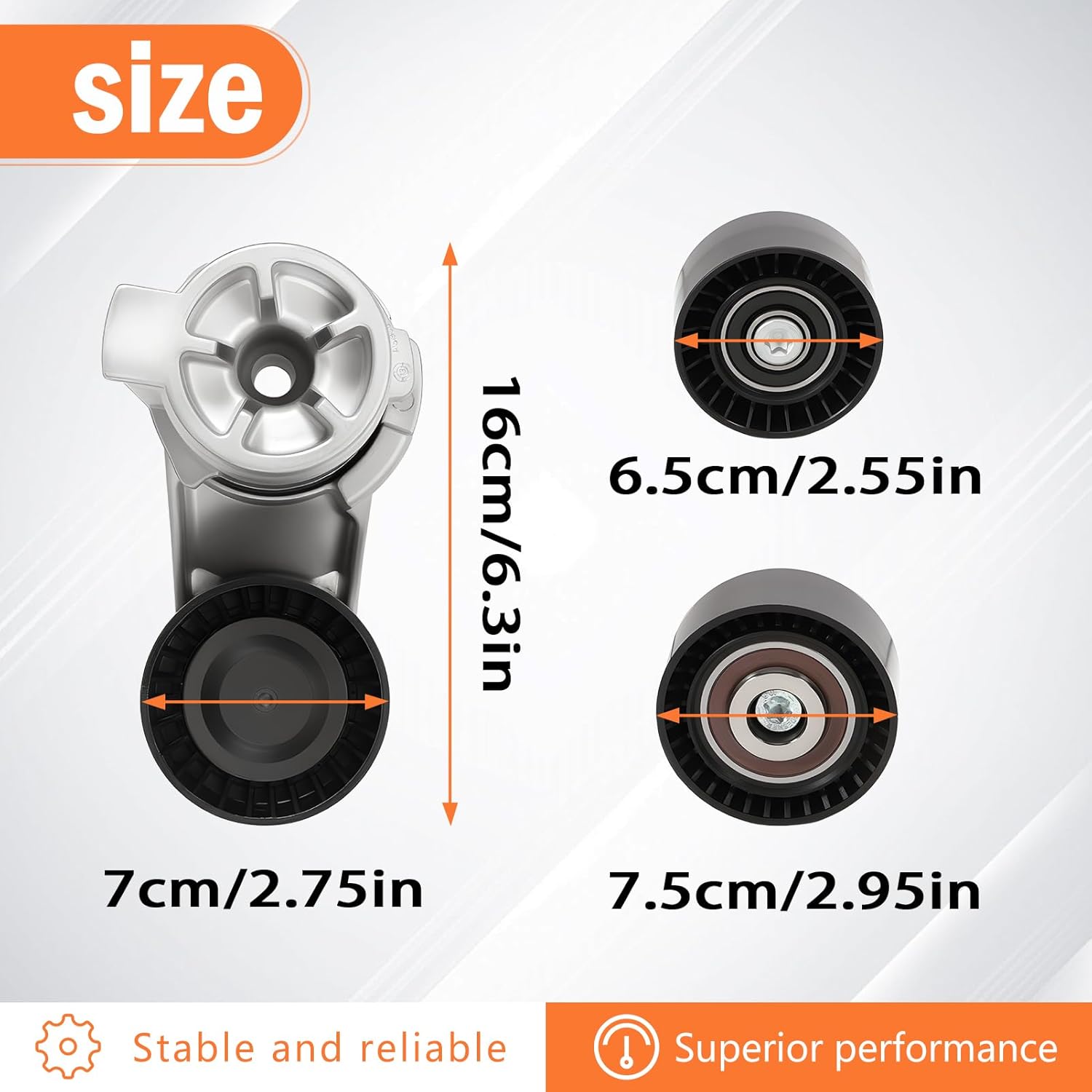 11287589365 Serpentine Drive Kit Belt Tensioner Idler for 535i 530i N55 2010-2017 X5 2011-2018 X6 2010-2019 3.0 L6 1128758936611287599097 11287589361