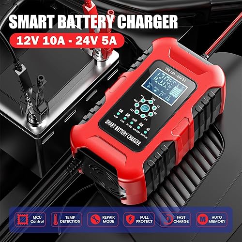 Miniatura 10 de Haibro Cargador de batería de coche de 12 V y 6 amperios, cargador de goteo y mantenedor, cargador de batería inteligente totalmente automático con